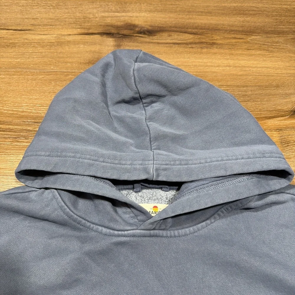 Marine Layer Cloud 9 Fleece Hoodie Men's MEDIUM Vintage Indigo Blue Palm Tree